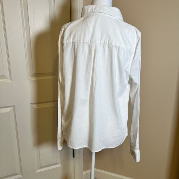 Kut from the Kloth White Corduroy Long Sleeve Shirt Gold Buttons Size Large NWOT - Picture 4 of 6